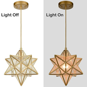 Lámpara Colgante de Techo con Borde de Latón en Forma de Estrella, Diseño Moderno, Acabado Dorado, Lámpara Decorativa para Interiores del Hogar - Product Image 3