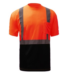 High Visibility O Neck Half Sleeve Workwear Shirt Reflective <b>Tape</b> Multi Pocket Design Practical Hi Vis Work Shirt for Men - Product Image 4