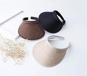 Visera de Paja Beige Ajustable con Borde Plano, Sombrero de Verano Unisex para Exteriores para Adultos - Product Image 3