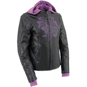 Chaqueta de Motociclista Casual de Cuero Negro Premium para Mujer SAMROZ SPORTS - Product Image 1