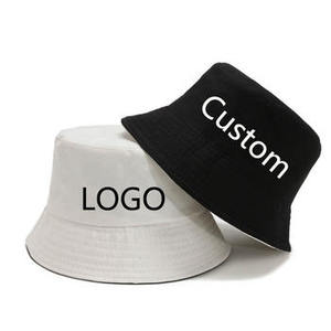 Wholesale Unisex Custom Embroidery logo Cotton Solid Outdoor Sunscreen <b>Flat</b> Top Fisherman Bucket <b>Hat</b> - Product Image 2