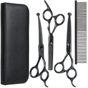 <b>Dog</b> Grooming <b>Scissors</b> Kit Stainless Steel Professional Comb Straight Curved Thinning <b>Scissors</b> Set - Product Image 5