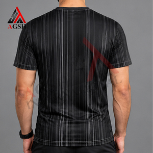 เสื้อยืดแขนสั้นผู้ชาย AGSH พิมพ์ลายแบบซับลิเมชั่น ลายทาง แห้งเร็ว ทรงเข้ารูป สปอร์ต คอกลม - Product Image 2