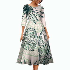 Vestido Largo con Estampado Tribal Tropical de las Islas del Pacífico, Cuello Redondo, Elegante, Estilo Polinesio Samoano, Sexy y Formal para Mujer - Product Image 4