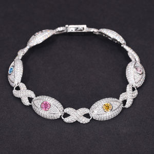 Bracelet en argent 925 pour femme, serti de diamants ovales, chaîne de luxe à maillons, bijoux de mariage plaqués rhodium - Product Image 3