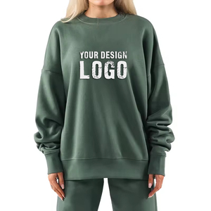 เสื้อฮู้ดดี้ผู้หญิงไซส์ใหญ่ ผ้าเทอร์รี่ OEM ขายส่ง แบบไหล่ตก กันลม เป็นมิตรกับสิ่งแวดล้อม สวมใส่สบายๆ สำหรับกิจกรรมกลางแจ้ง ผ้าฝ้ายทรงโอเวอร์ไซส์ - Product Image 2