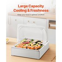 Conteneur de présentation alimentaire en acier inoxydable 1 x 1/2 panier avec couvercle transparent, qualité commerciale, plateau de buffet pour usage en restaurant