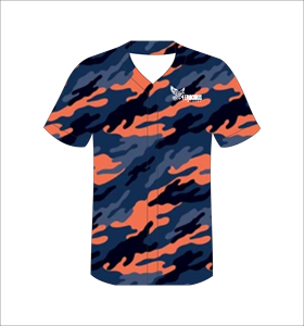 Maillot de baseball personnalisé camouflage orange sublimé, uniforme d'équipe boutonné, t-shirt de sport en polyester anti-humidité, OEM ODM - Product Image 3