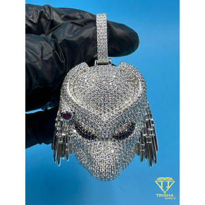 Colgante de Cabeza de Extraterrestre en Plata de Ley 925, Colgante de Extraterrestre de Ciencia Ficción, Joyería Hip Hop de Lujo, Amuleto de Extraterrestre Brillante - Product Image 5