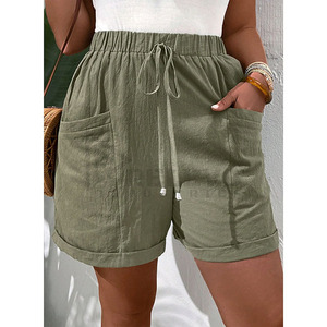 Nouveaux shorts pour femmes, coupe slim, taille haute, design multi-poches, taille élastique, été, décontracté, élégant, confortable, usage quotidien, vente en gros, MOQ - Product Image 3