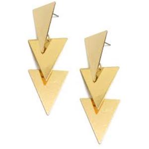 Geometric Gold Plated Brass Drop <b>Earrings</b> Women's Fashion Dangle <b>Earrings</b> Classic Style Jewelry - Product Image 3