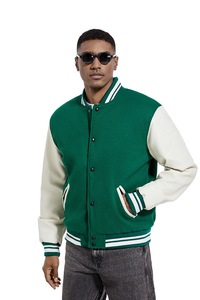 Veste universitaire classique pour homme avec manches en cuir véritable, veste de baseball personnalisée style Letterman avec fermeture à boutons-pression - Product Image 4