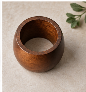 Anneau de serviette en bois naturel rond marron, décoration de table pour mariage, fête, repas à la maison - Product Image 2
