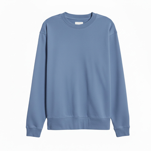 Sweat-shirt unisexe à col rond, coupe classique, couleur unie, tricoté, manches longues, décontracté, pour l'automne, bleu, respirant, durable - Product Image 1