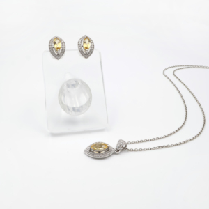 Juego de Pendientes y Colgante de Plata de Ley 925 con Citrino Natural, Chapado en Rodio, Joyería Fina OEM ODM - Product Image 3