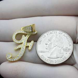 Elegante Colgante con Letra F, Colgante de Diamante Moissanite sin Cadena, Plata de Ley 925, Regalo de Cumpleaños - Product Image 2