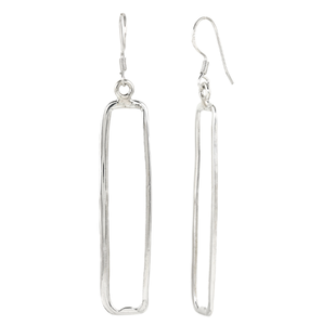 Pendientes Largos de Aro Rectangulares Geométricos de Plata de Ley 925 de 50 mm, Minimalistas para Mujer - Product Image 2