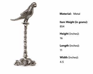 Traditional Hand Engraved Art Deco Silver Polished <b>Bird</b> Pillar Showpiece Elegant <b>Decorative</b> Metal Animal Figurine for Office - Product Image 6