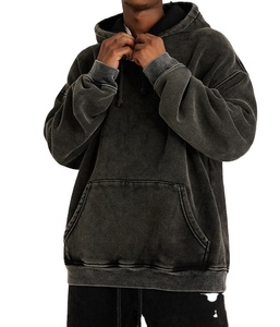 Vente en gros 100% coton 465gsm épais polaire éponge hommes sweats à capuche et sweat-shirts unisexe Vintage lavé avec broderie et logo imprimé - Product Image 4