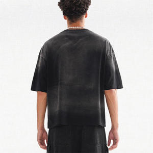 High End Customized Shoulder <b>Drop</b> Oversized Retro Heavyweight Cotton T-shirt, <b>Acid</b> Washed Sun Faded T-shirt, Unisex - Product Image 3