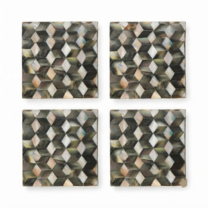 Ensemble de sous-verres modernes carrés en nacre, sous-verres de luxe en nacre incrustée pour boissons, vente en gros, mosaïque écologique, sets de table - Product Image 6