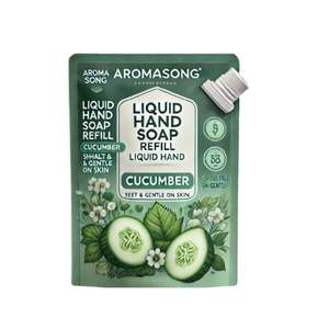 Aromasong Private Label 16 oz Liquid <b>Hand</b> Wash <b>Soap</b> <b>Refill</b> Mineral Salt Refreshing Cucumber Scent Gentle Whitening Anti-Acne - Product Image 1