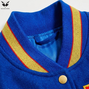 2026 High Demand Unisex Plus Size Blue Solid Wool PU Leather Breathable Eco-Friendly Winter Outer Wear College Baseball Jackets - Product Image 5