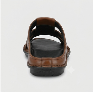 Chaussons pour hommes en cuir véritable à bout ouvert, respirants, antidérapants, avec semelle intermédiaire en PU, légers, tendance, toutes saisons - Product Image 5