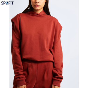 Sweat-shirts à manches longues surdimensionnés respirants de haute qualité, logo personnalisé, taille plus, sweat-shirt maxi à volants uni pour femmes, automne - Product Image 3