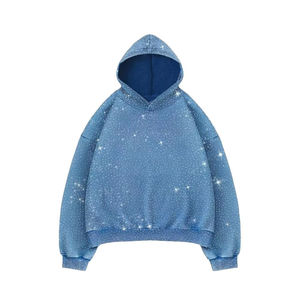 Sudadera con Capucha de Diseñador Extra Grande Personalizada de Alta Calidad, Sudadera con Pedrería Personalizada, Ropa Urbana Transpirable para Hombre con OEM - Product Image 1