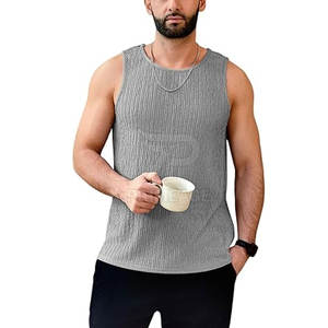 Camiseta sin mangas tipo waffle de algodón/poliéster con logo personalizado para hombre, de alta calidad, la más vendida a un precio razonable. - Product Image 5