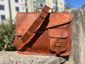 Sac à bandoulière Vintage marron en cuir de chèvre pour ordinateur portable, sacoche 9x11 pouces, vente en gros - Product Image 4