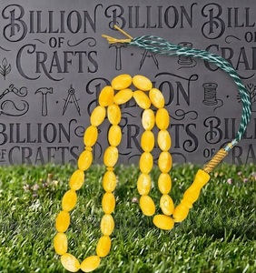 Handmade Resin Prayer Beads 33 Yellow Oval Beads Misbaha Islamic Tasbih Muslim Rosary Dhikr Zikr <b>Religious</b> Gift - Product Image 3