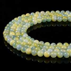 Cuentas Sueltas Redondas de Jade Natural Azul y Amarillo, Cuentas de Jade Multicolor Lisas para Hacer Joyas, Collares y Pulseras, Venta al Por Mayor - Product Image 2