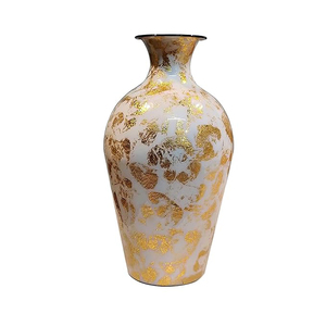 Florero Decorativo de Hierro Metálico para el Hogar, Recubierto de Polvo Blanco, Diseño Dorado, Tamaño Personalizado, Decoración para Mesa, Hogar, Oficina, Restaurantes - Product Image 1
