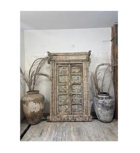 Porte en bois massif antique avec cadre sculpté à la main, style moderne du milieu du siècle, pour villa de luxe, chambre, salon, salle à manger - Product Image 1