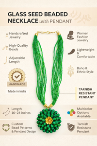 Collar de Flores con Cuentas de Vidrio Hechas a Mano y Colgante, Joyería Vintage Colorida para Mujeres y Tiendas de Regalos - Product Image 6