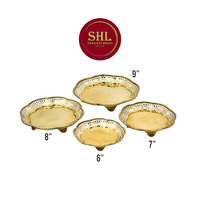 Vassoio Rotondo in Ottone da 6 Pollici - Design Traforato, Vassoio di Lusso Fatto a Mano in Ottone Autentico, 10 Pezzi/Scatola per Ristoranti e Hotel in Thailandia
