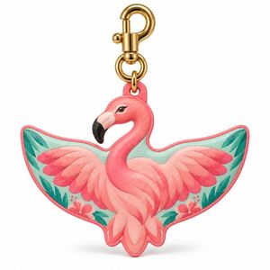 Breloque porte-clés en cuir PU, oiseau volant avec mousqueton métallique pour personnalisation OEM et porte-clés flamant rose - Product Image 2