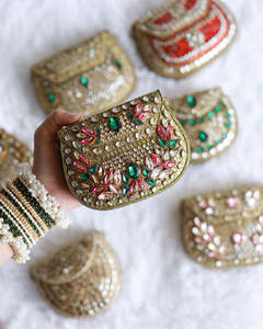 NEHA ENTERPRISES Handmade Luxury Multifunction Kundan Mosaic <b>Mirror</b> Stone <b>Crystal</b> Bead Bridal Clutch Purse Wedding Evening - Product Image 2