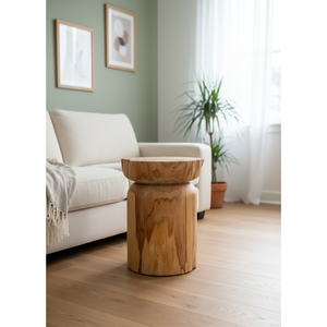 Tabouret en teck rustique de luxe ARTERRA pour hôtel, villa, entrepôt et appartement, artisanat en bois massif fait main - Product Image 3