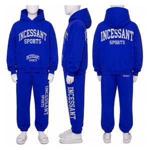 Wholesale Men's Activewear Tracksuit Regular Fit Hooded Printed Solid Custom Design <b>Leisurewear</b> Jogger Suit - Product Image 2