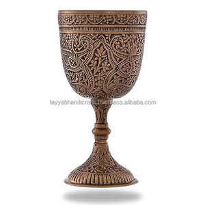 Copa de Vino de Diseño Clásico, Copa de Vino de Lujo de Metal, Latón Puro, Diseño Grabado para Beber Vino, de la India - Product Image 3