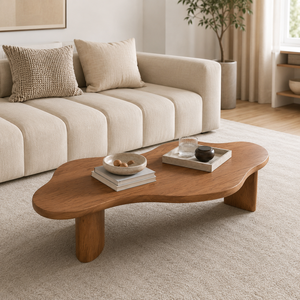Freeform Wooden Coffee <b>Table</b> with Curved Organic Shape Low Center <b>Table</b> for Modern <b>Sofa</b> Lounge Furniture Supply - Product Image 1