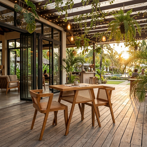 Juego de Comedor de Teca Sólida, Elegante y Moderno, Arka Teak Rattan, Muebles de Comedor con Diseño de Acentos de Mimbre Natural - Product Image 4