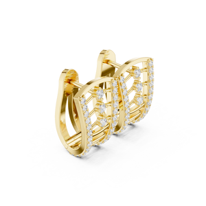 Boucles d'oreilles Huggie ajourées à double pavé en or 14K 18K avec diamants de laboratoire taille ronde 0,35 carat DEF VVS, tendance, pour mariage, ODM - Product Image 3