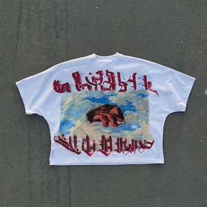 T-shirt surdimensionné vintage pour homme, personnalisé par le fabricant, en tissu éponge délavé à l'acide, 100% coton, respirant, séchage rapide, broderie patchwork, effet vieilli - Product Image 5