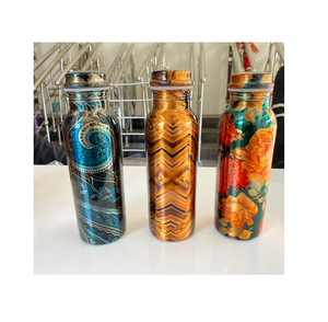 Botella de agua de cobre con estampado en esmalte, mejor precio, diseño elegante, 3 piezas con diferentes estampados en esmalte elegantes. - Product Image 1