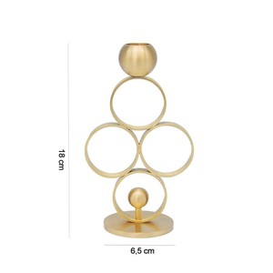 Atractivo Portavelas de Latón con Anillos Circulares y Esferas, Decoración para el Hogar, Portavelas de Metal - Product Image 4