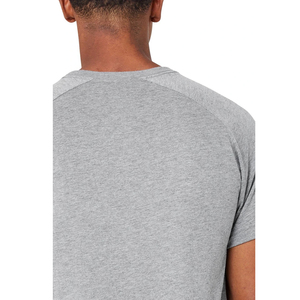 T-shirt à manches courtes pour homme, gris, col rond, coupe classique, séchage rapide, tissu en toile écologique respirant, couleur unie, style décontracté, 100% coton - Product Image 5